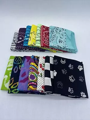 Mixed Lot Of 14 Hankies Bandanas Various Variety Many Colors & Designs • $21.50