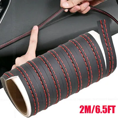 Car Interior Parts Moulding Trim Dashboard Leather Line Red DIY Strip Decoration • $8.28