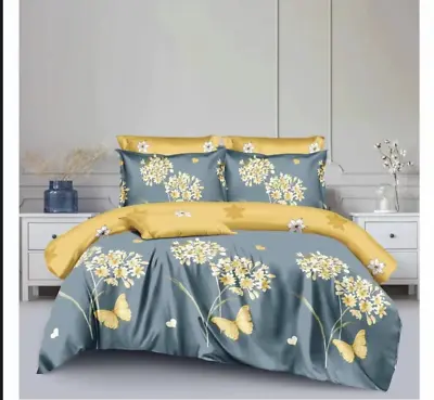 100% Egyptian Cotton Feel Bed Set With 2 Pillowcases  Fitted Sheet~ Duvet Cover • £28.99