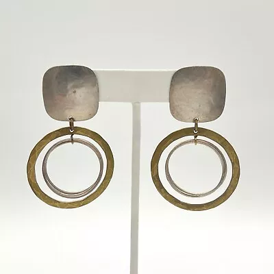 Vintage Marjorie Baer MBSF Dangle Brutalist Clip Earrings • $24.95