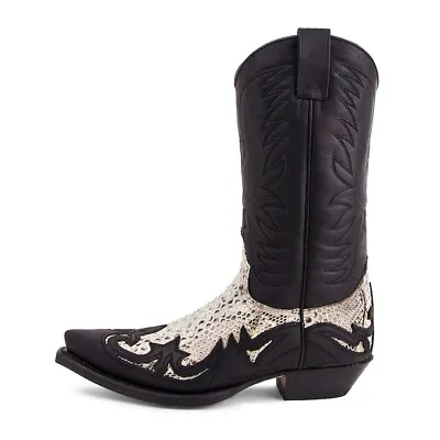 Mens Embroidered Mid Calf Western Cowboy Color Stitching Boots Mid Heel Shoes Sz • $36.85