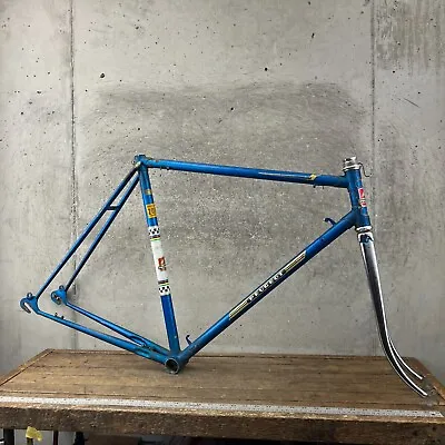 Vintage Peugeot Bike Frame Set 57 Cm Aztec Record Du Monde Blue   France 120 Mm • $188.99