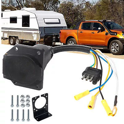 4-Way Flat To 7-Way RV Round Blade Trailer Adapter Wiring Plug 4 Pin Wire Truck • $16.55