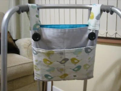 Bag For Walking Frame/zimmer Frame 4 Pocket - Grey/birds • £11.50