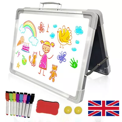 Magnetic Whiteboard A3 Size Stand Pen Magnet Eraser Double Sided Memo Foldable • £14.89