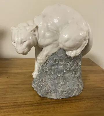 Joseph Boulton Listed Conn. Sculptor Carved Alabaster Mountain Lion - Impressive • $124.95