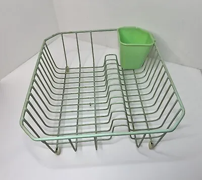 Mid Century Vintage Coated Wire Dish Drying Drainer Rack Aqua / Green Rubbermaid • $29.50