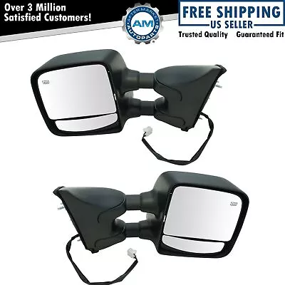 Towing Mirror Power Heated Chrome Smooth Black Pair For Titan Pickup Truck New • $214.96