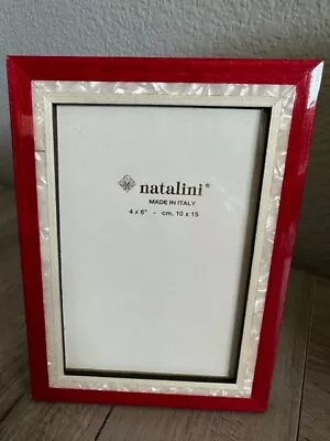 4x6 NATALINI PHOTO/PICTURE FRAME RED W/IVORY MARBLE LOOK INSERT • $26.99