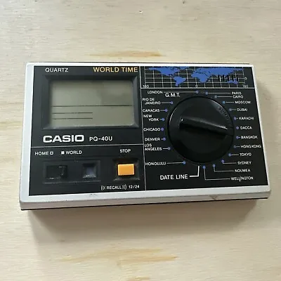 Vtg CASIO PQ-40U Mini Travel Alarm Clock  World Time Zones Made In Japan Card • $16.09