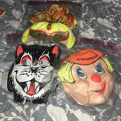 Vintage Halloween Mask Lot Of 3 Peter Pumpkin Eater Cat Ben Copper • $30