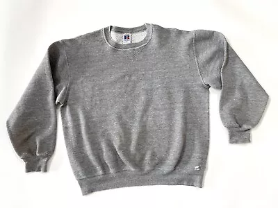 Vintage Blank Sweatshirt Mens L Gray Russell Athletic USA 90s Crewneck Sweater • $40