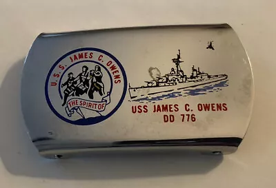 Vintage Uss James  C. Owens Zippo Brand Belt Buckle Us Navy B6 • $14.99