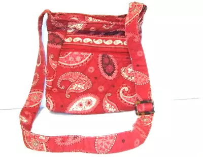 VERA BRADLEY Red MESA Paisley Slim HIPSTER CROSSBODY PURSE 11 X 9 X 1 USED • $12.99