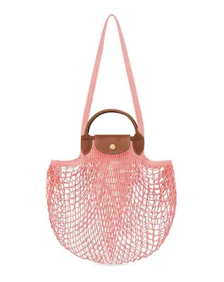 Longchamp Le Pliage Filet Knit Mesh Handel Bag Shopper ~NWT~ Blush • $108