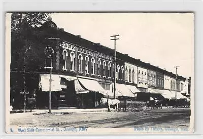 RPPC Commercial Street OSWEGO KANSAS Bank Bakery Tiffany Photo 1910 Antique • $35.99