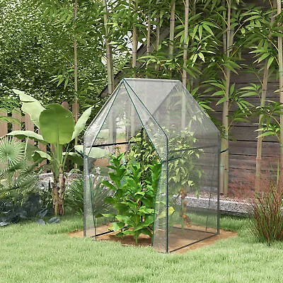 Portable Mini Greenhouse With 2 Zipped Doors Tomato Growhouse 90 X 90 X 145cm • £20.99