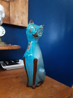£12.99 • Buy Guernsey Pottery Cat 1970,s Blue, Collectable Ceramics