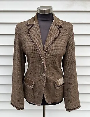 J Jill Wool Tweed Velvet Trim Blazer Suit Jacket Size 8 Academia J.Jill • $29.99