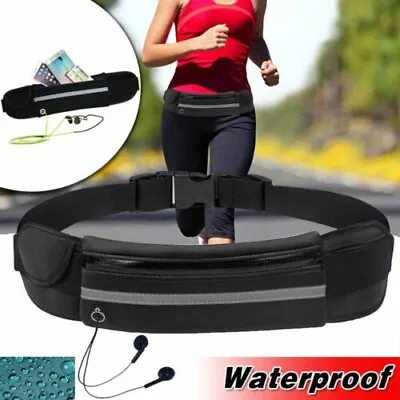 Waterproof Running Jogging Waist Belt Bum Bag Mobile Wallet Cash Pocket GYM UK • £4.04
