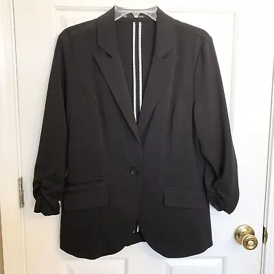 Maurice’s Blazer One Button Bracelet Ruched Sleeves Women’s Size Large Black • $19.99