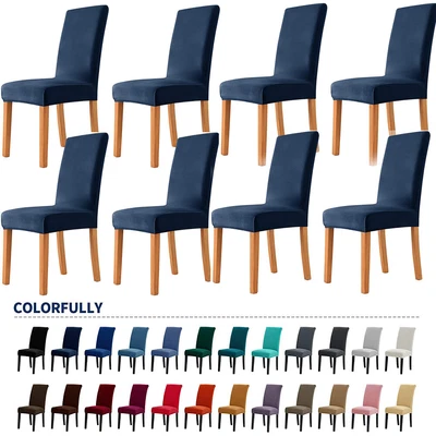 $25.99 • Buy 8PCS Velvet Dining Chair Covers Soft Stretch Seat Slipcover Washable Removable