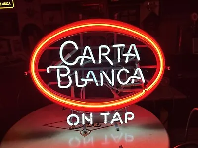 Vintage CARTA BLANCA Beer Glass Neon Sign From 1980’s • $450