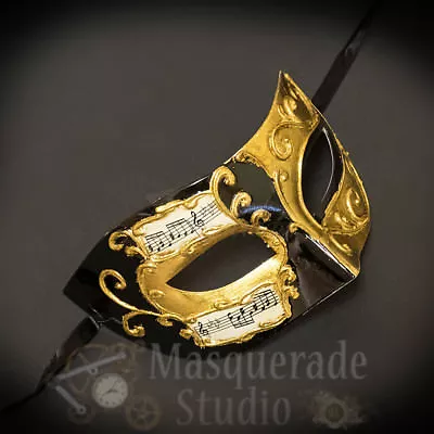 Mens Musical Half Phantom Of The Opera Classic Masquerade Ball Mask [Black/Gold] • $19.95