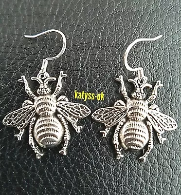 Stamped 925 Sterling Silver Hook Vintage Look Bumble Bee Earrings Dangle Gift  • $5.31