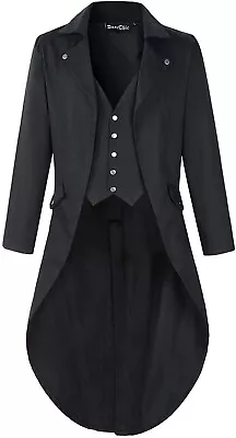 Darcchic Men's Gothic Tailcoat Jacket Black Darc Chic Steampunk Small S • $31.49