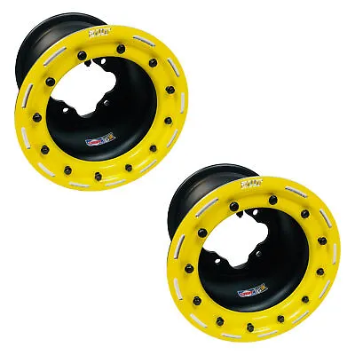 DWT G3 Rear Yellow Beadlock Wheels Rims Pair 8  8x8 3+5 4/115 YFZ 450 450R 450X • $319.95