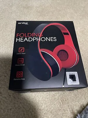 Vibe Sound Folding Headphones W/ Dynamic Bass & Stereo Driver Red • $20