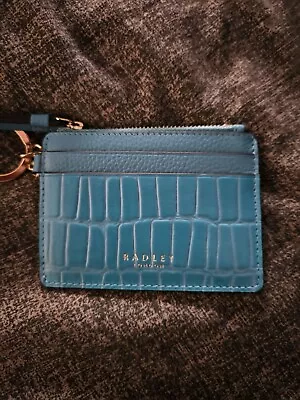 Radley Liverpool Street Faux Croc Small Keyring Cardholder Blue Purse • £12