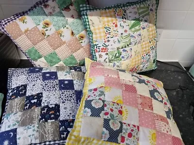 Handmade Patchwork Quilted Set Of 4 Season Inspired Cushions.  • £30