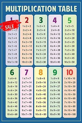 Multiplication Chart Table Math Classroom Art Print Poster • $15