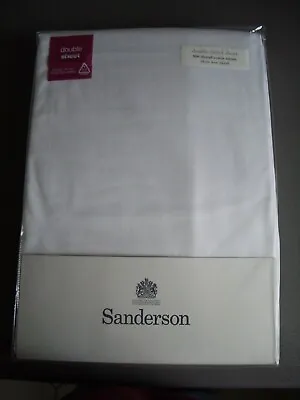 Sanderson Sateen Finish White Double Fitted Sheet 28cm Deep - New • £32.99