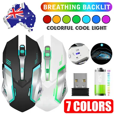 $16.45 • Buy RGB LED Wireless Gaming Mouse Wired Ergonomic PC Laptop Lightweight Rechargeable