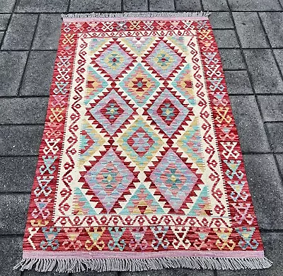 Hand Woven Afghan Wool Kilim Size: 165 X 105 Cm Flat Woven Handmade Floor Rug • $175