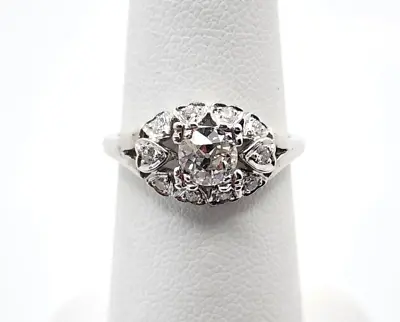 Classy Vintage 1930's Lady's Engagement Ring 14kt White Gold .75ctw Sz 6.5 • $1470