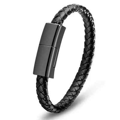 Bracelet USB Fast Charging Data Cable Type-C Bracelet Alloy Leather Wrist Strap  • $8