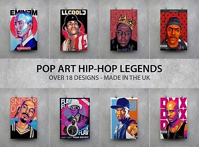 £4.99 • Buy Pop Art HIP-HOP LEGENDS Poster Wall Prints 2PAC SNOOP EMINEM DMX 50CENT - A4
