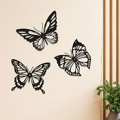 3Pcs Metal Butterfly Wall Decor Butterfly Wall Art Sculpture Hangings Decoration • $17.19
