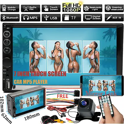 7inch 2DIN Car MP5 HD Player TouchScreen Stereo Radio Camera Mirror Link For GPS • £37