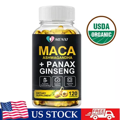 Organic Maca Root Capsules | 120 Pills | Peruvian Maca Extract For Men & Women • $11.69