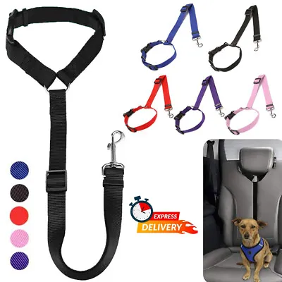 Adjustable Pet Dog Travel Seat Belt Clip Lead For Car Restraint Safety Harnesses • £2.99