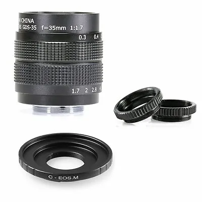 35mm F1.7 CCTV Movie Lens C Mount For Canon EF-M EOS Mirrorless M M2 M3 Camera • $26