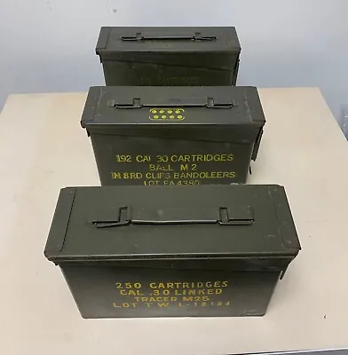 Lot Of 3 Vintage Ammo Military Cans/Boxes (2 GP&F 1 EMCO) • $39