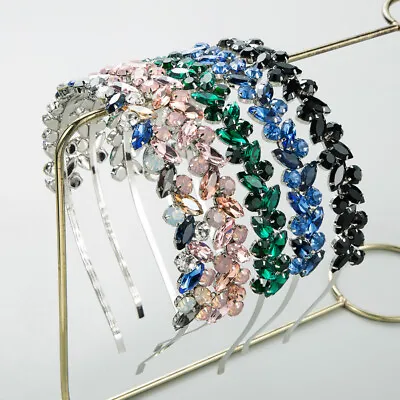 Crystal Leaf Hairband Hair Head Band Headband Hoop Women Girl Retro Bling Gem • £12.39