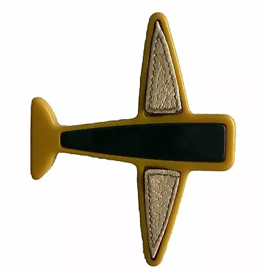 Large VINTAGE PRADA BAKELITE LEATHER AEROPLANE PIN BROOCH MADE IN ITALY • $140