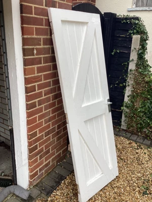 External Pine Framed Ledged & Braced Door Sadolin Painted With Lock • £35
